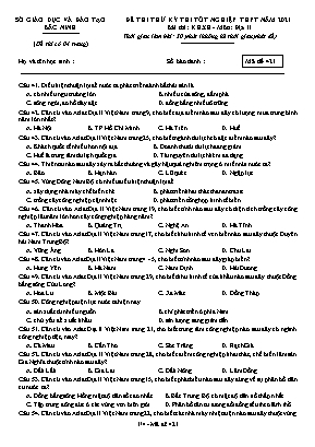 Đề thi thử Tốt nghiệp THPT môn Địa lí - Mã đề 421 - Năm học 2020-2021 - Sở giáo dục và đào tạo Bắc Ninh (Có đáp án)